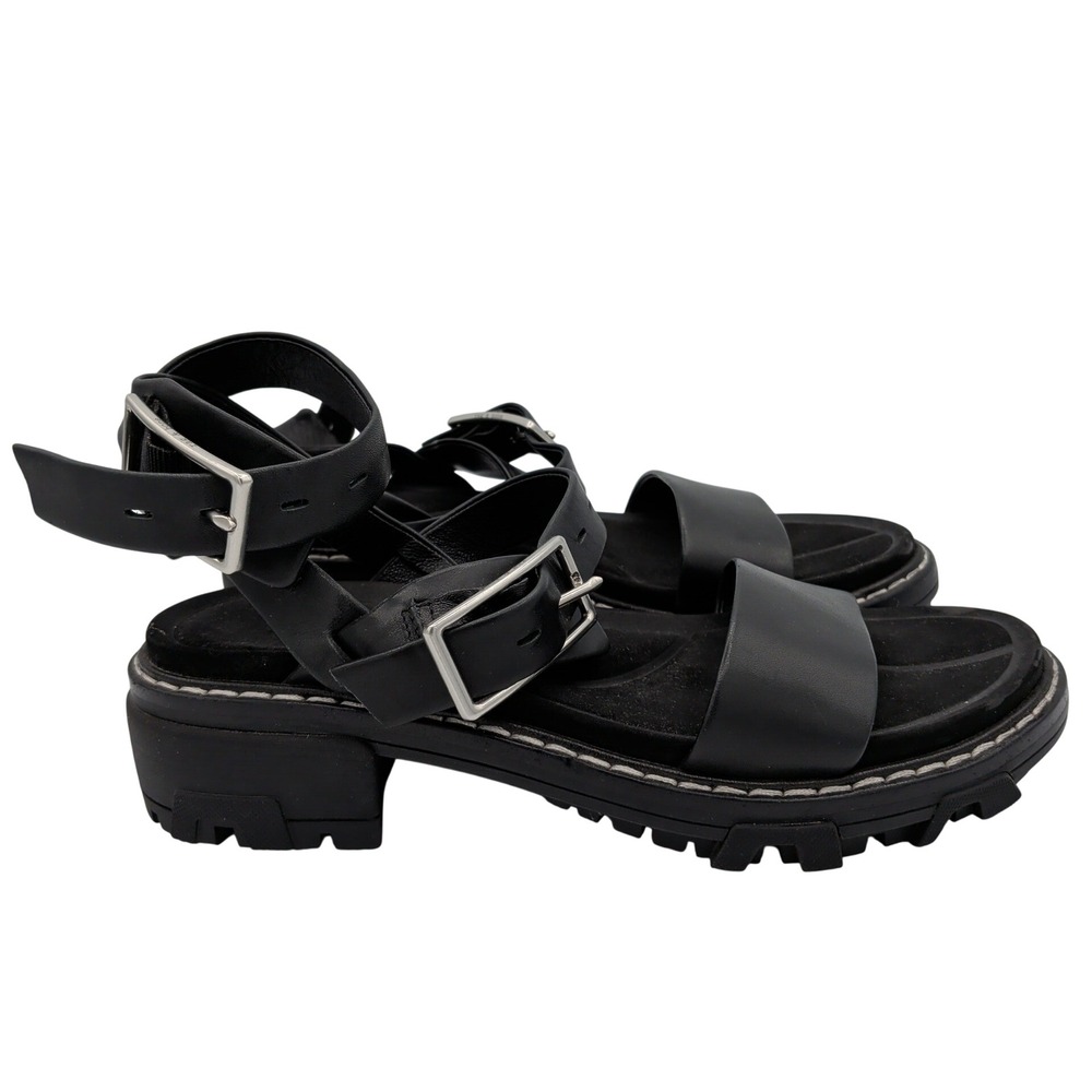 rag & bone Shiloh Moto Leather Lug Sole Buckle Sandals Black EU 39‎ Womens